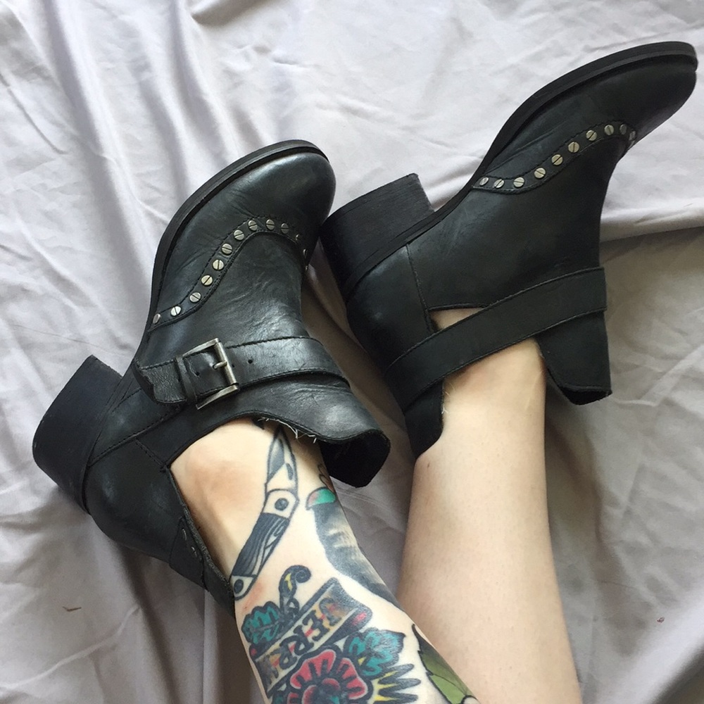 Von Dutch Black Leather Motorcycle Boot